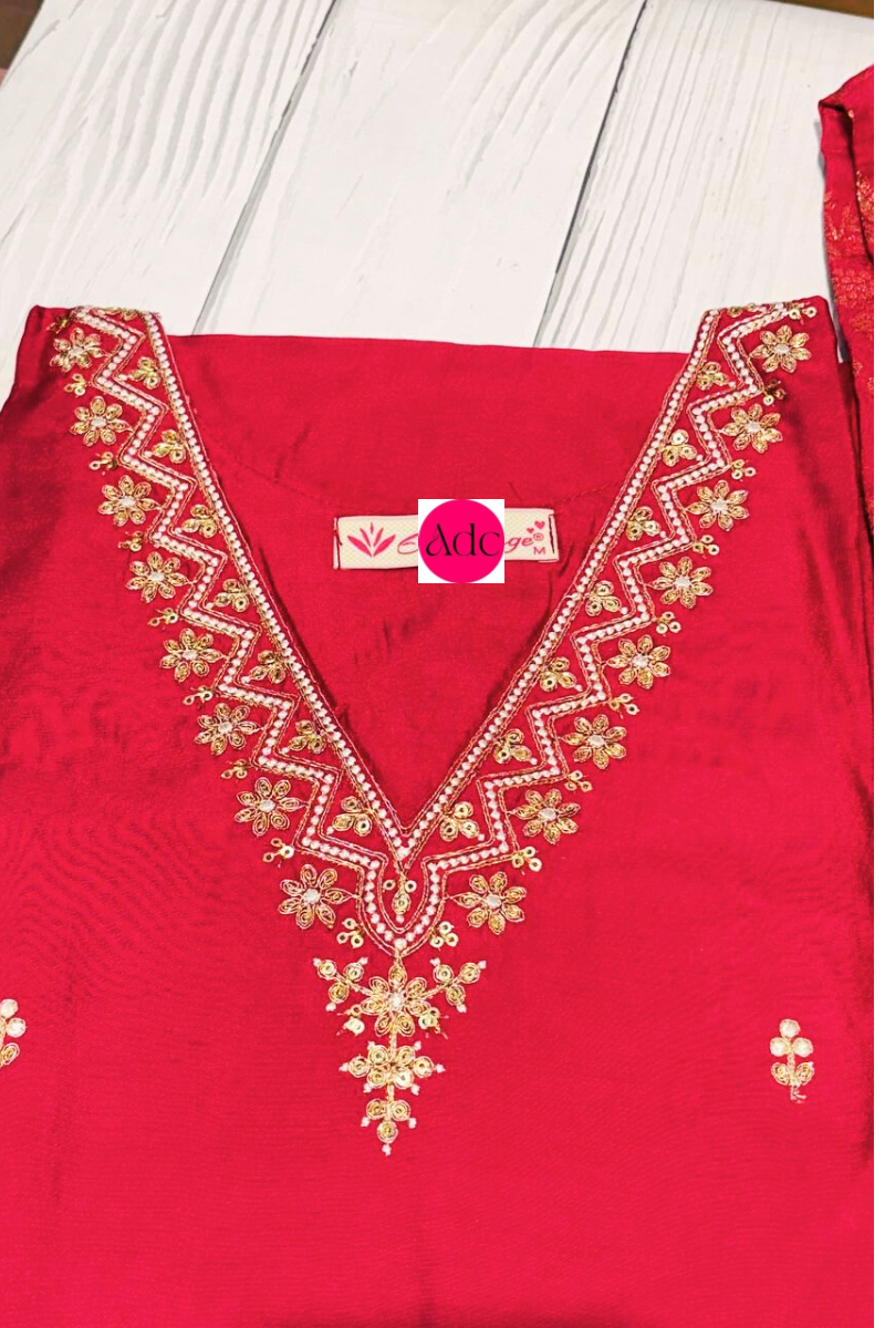 Pink Juna chinon suit