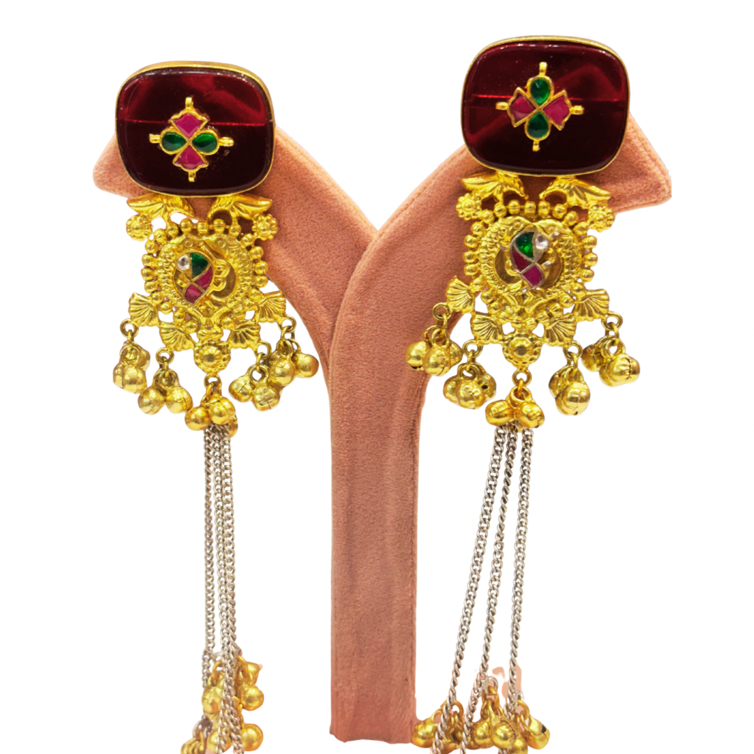Red Hayat Kashmiri earrings