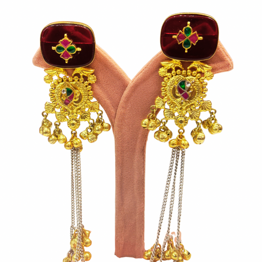 Red Hayat Kashmiri earrings