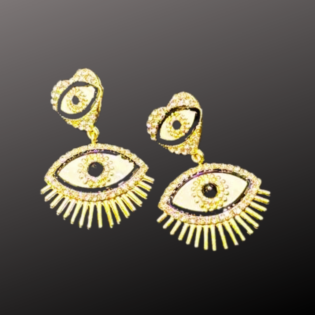 WHITE EVIL EYE EARRINGS