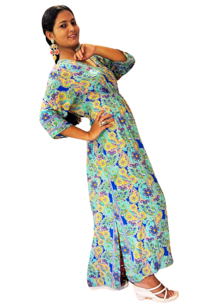 NAZAM GREEN-YELLOW MAXI DRESS