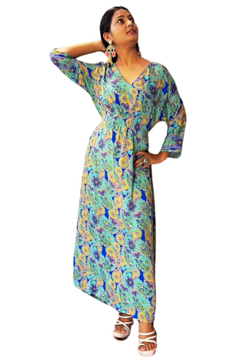 NAZAM GREEN-YELLOW MAXI DRESS