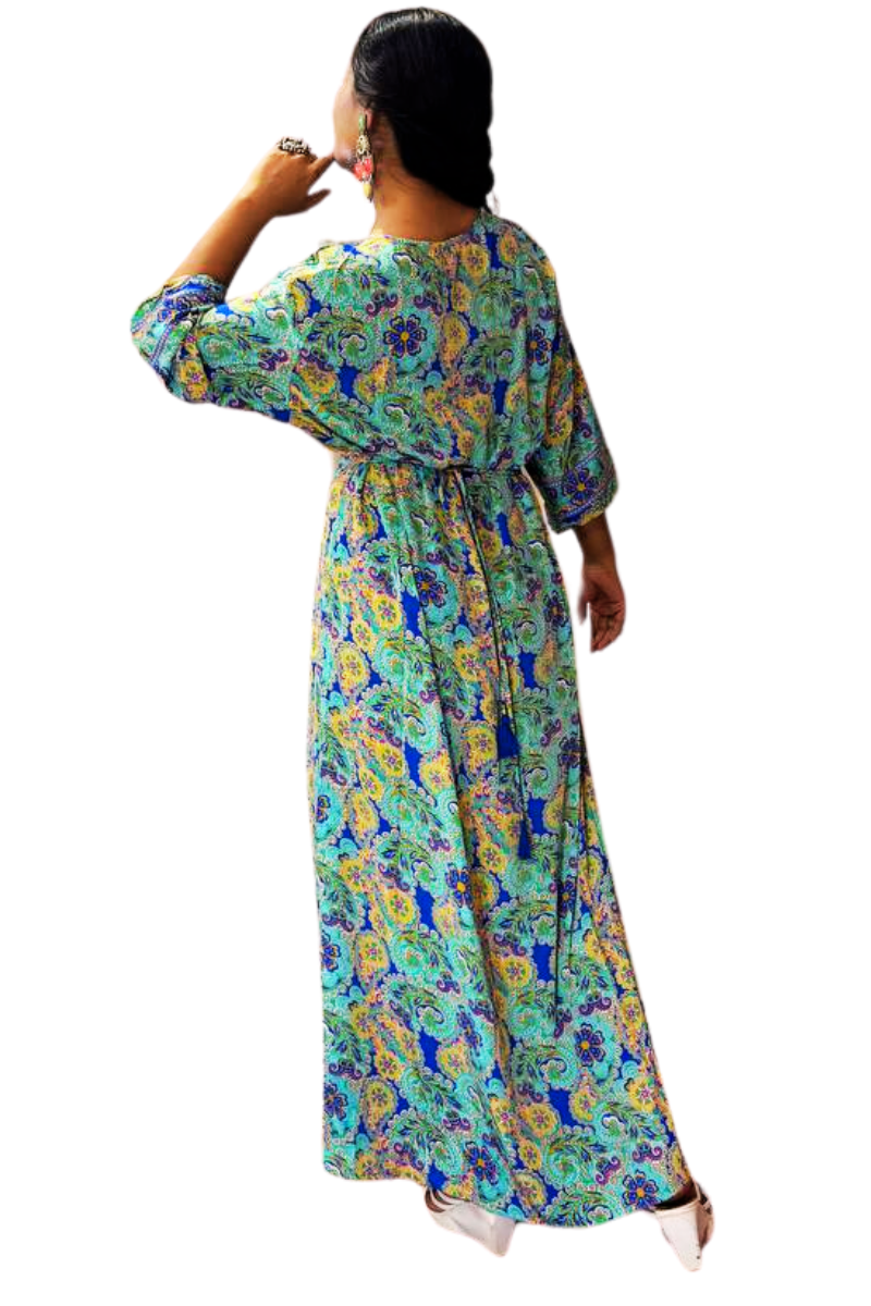 NAZAM GREEN-YELLOW MAXI DRESS