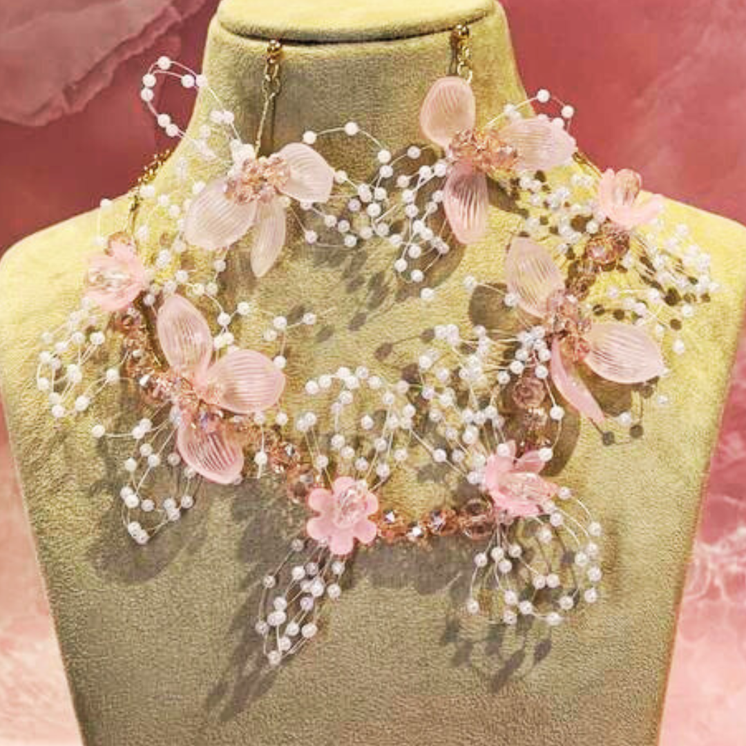 PINK FLBUN JEWELLERY SET