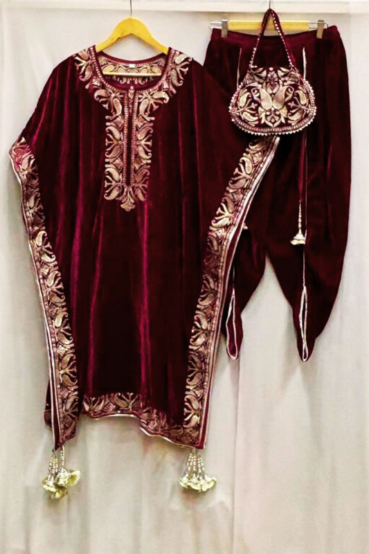 Magenta jully Kaftan suit