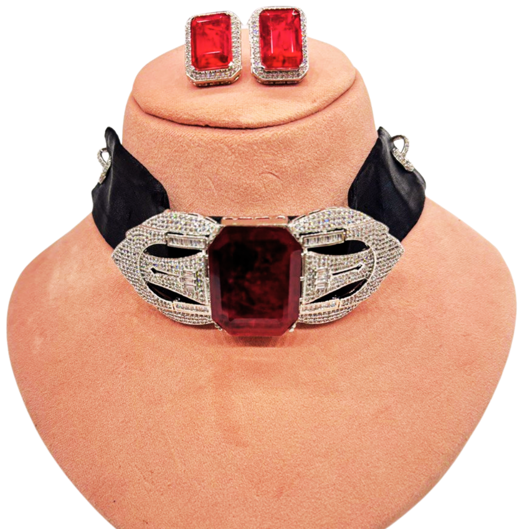 Red Shilpa jewellery set