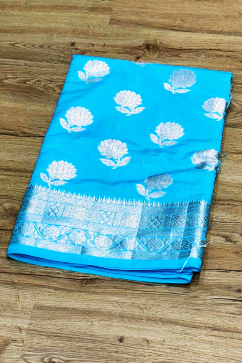 Turquoise Maharani Banarasi saree