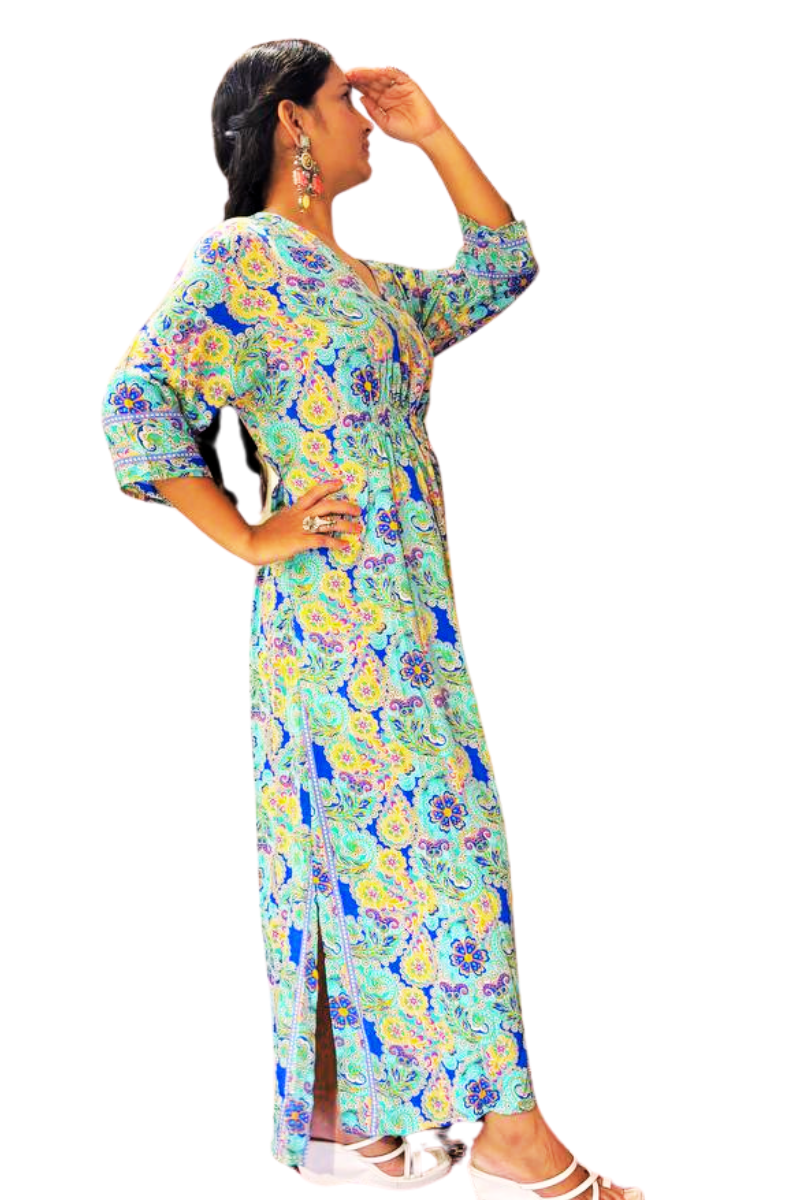 NAZAM GREEN-YELLOW MAXI DRESS