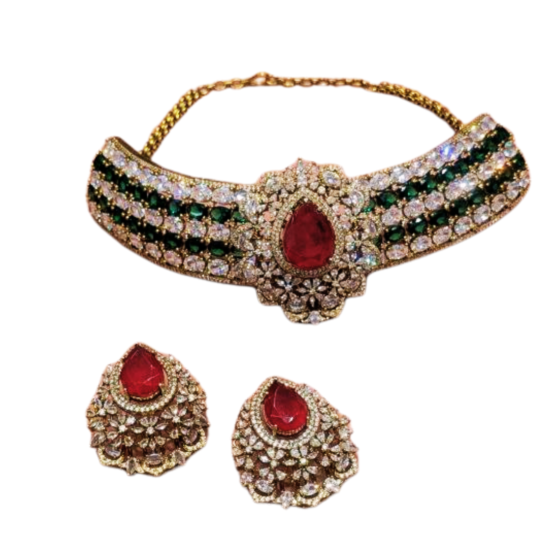 Red Radhika jewellery set