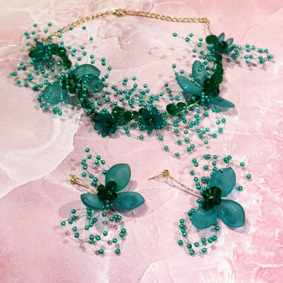 TEAL FLBUN JEWELLERY SET