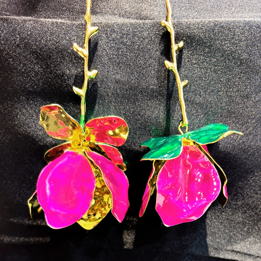 Pink lotus earrings