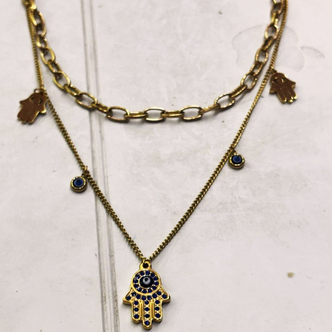 Blue palm chain necklace