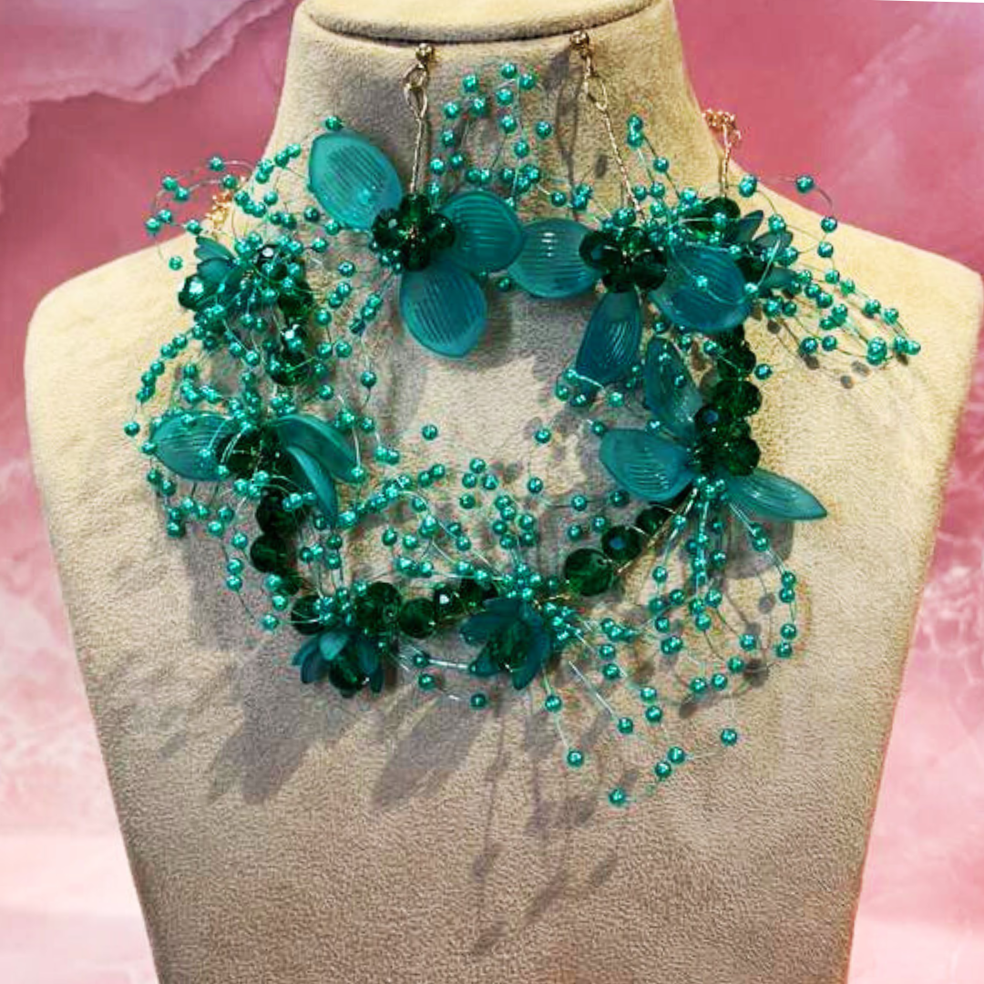 TEAL FLBUN JEWELLERY SET