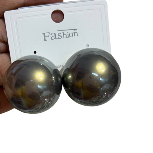 GREY BALL STUD EARRINGS