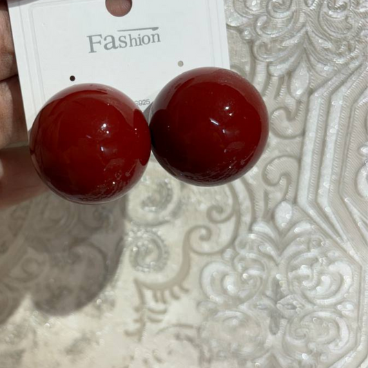 RED BALL STUD EARRINGS