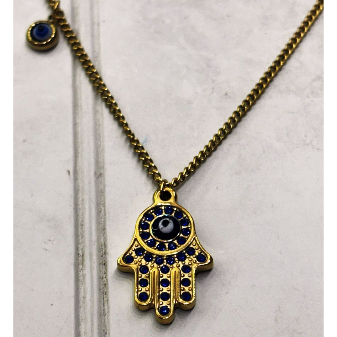 Blue palm chain necklace