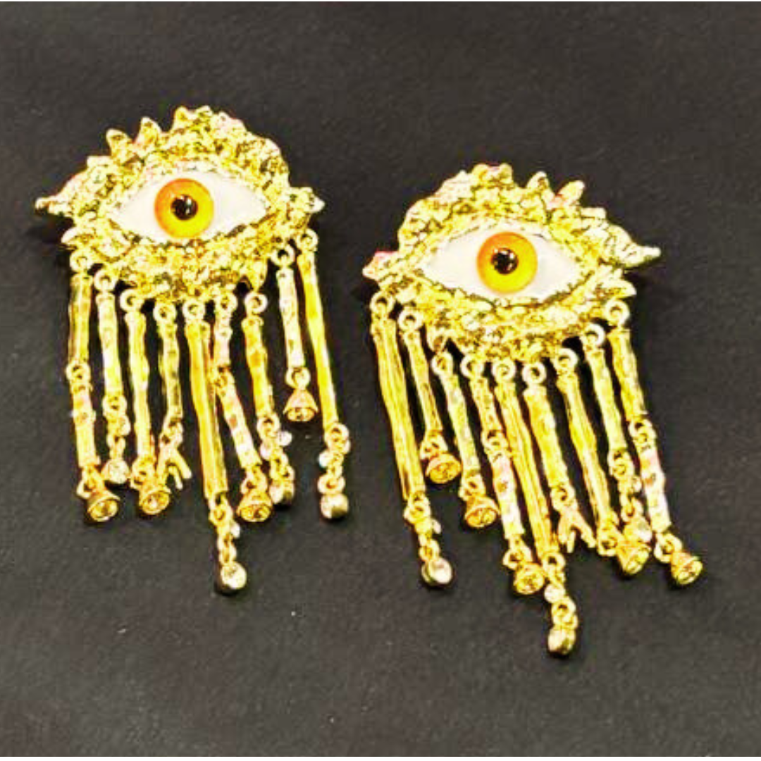 ORANGE EVIL EYE EARRINGS