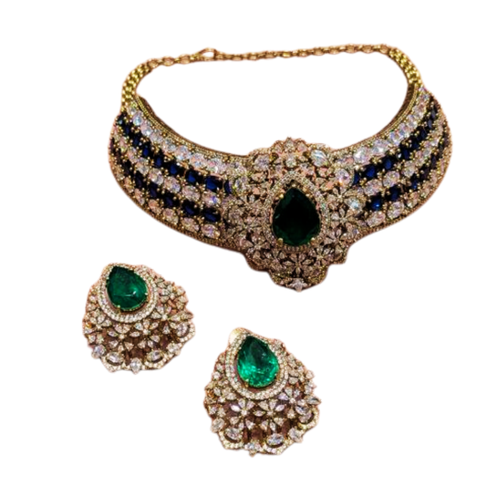EM-Blue Radhika jewellery set
