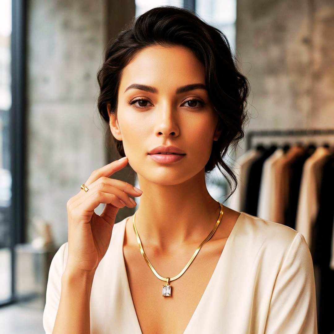 W Stone chain necklace