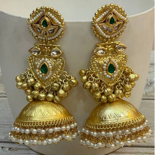 VAJEER-GREEN JHUMKA EARRINGS