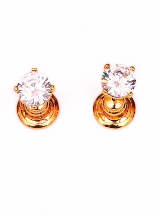 Golden Leona CZ Stud Earrings
