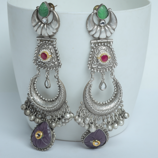 SUKOON GREEN-VOILET EARRING