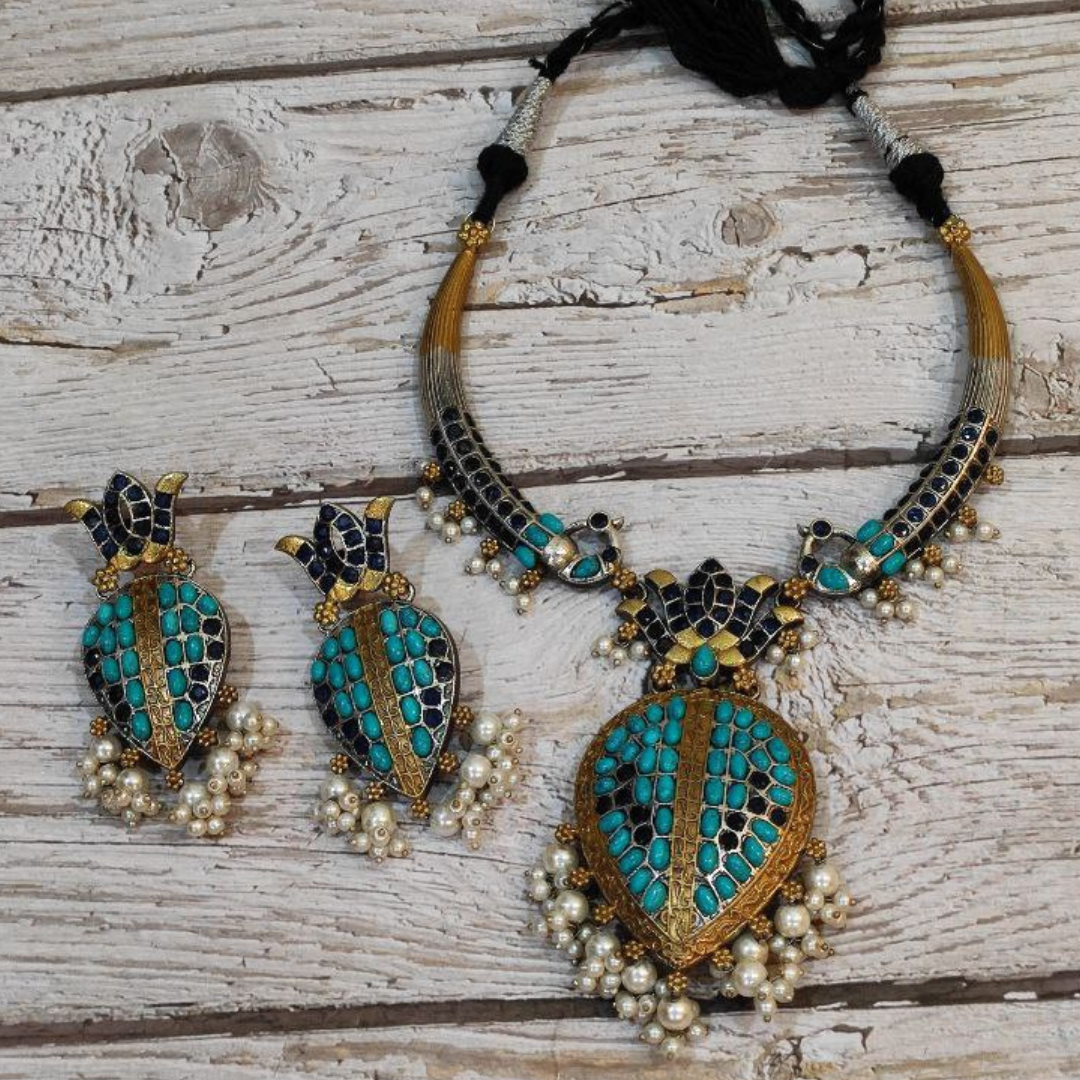 Turquoise Kamal Kali jewellery set