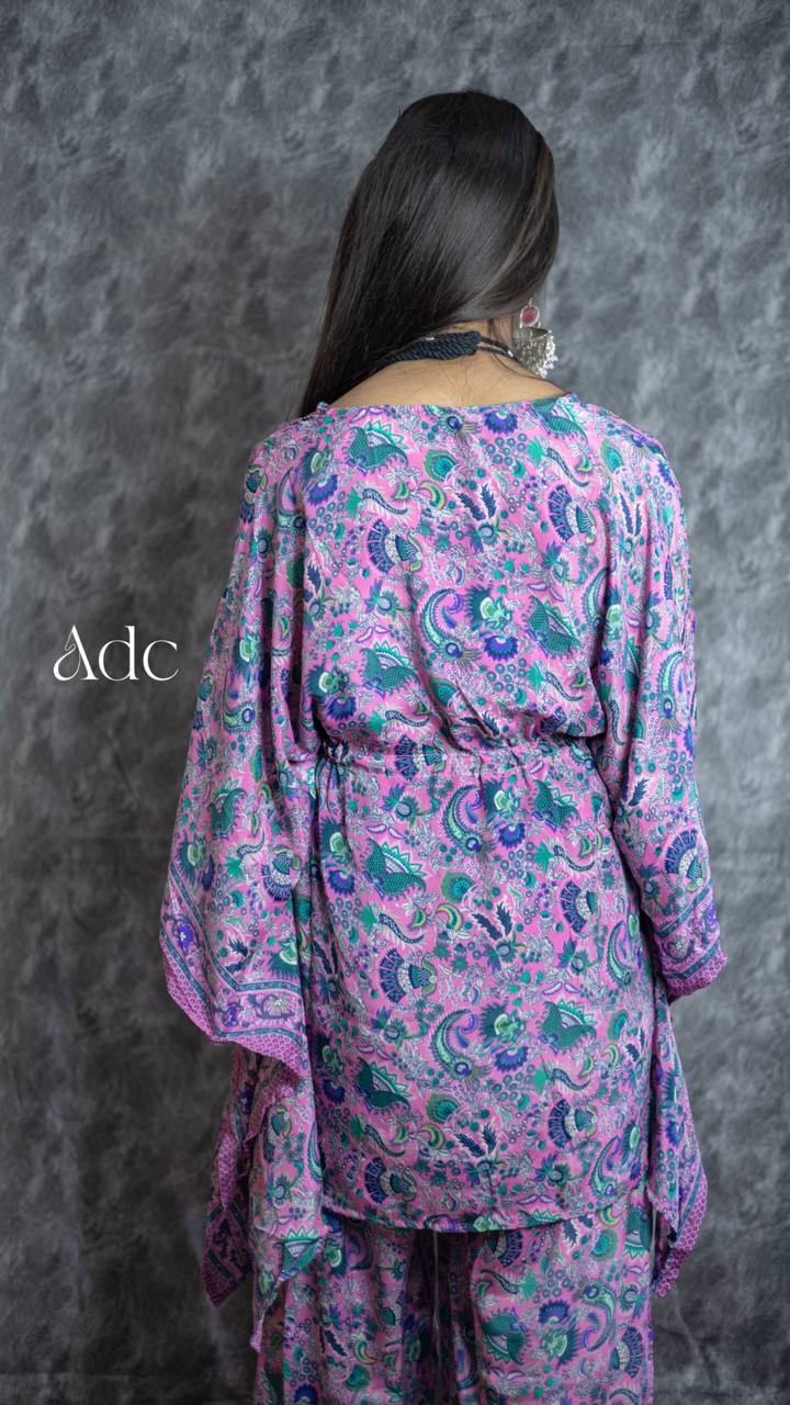 HEER PINK KAFTAAN-TROUSER DREES