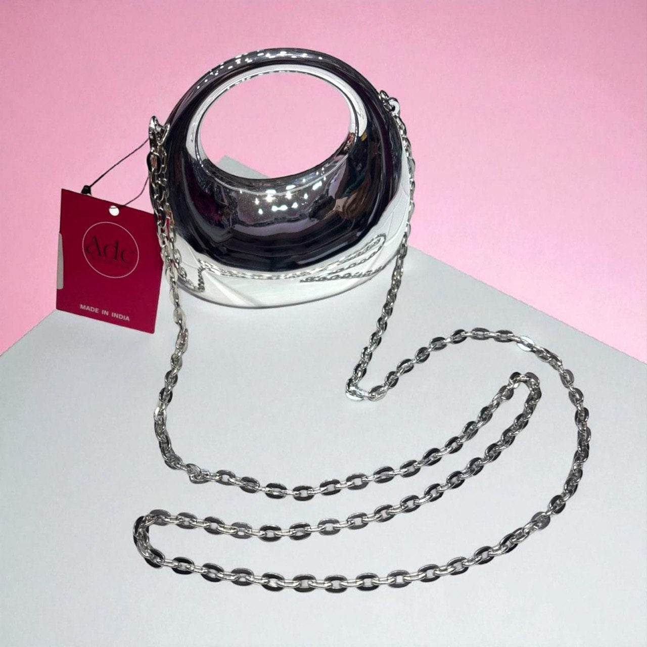 Silver tinny creacent bag