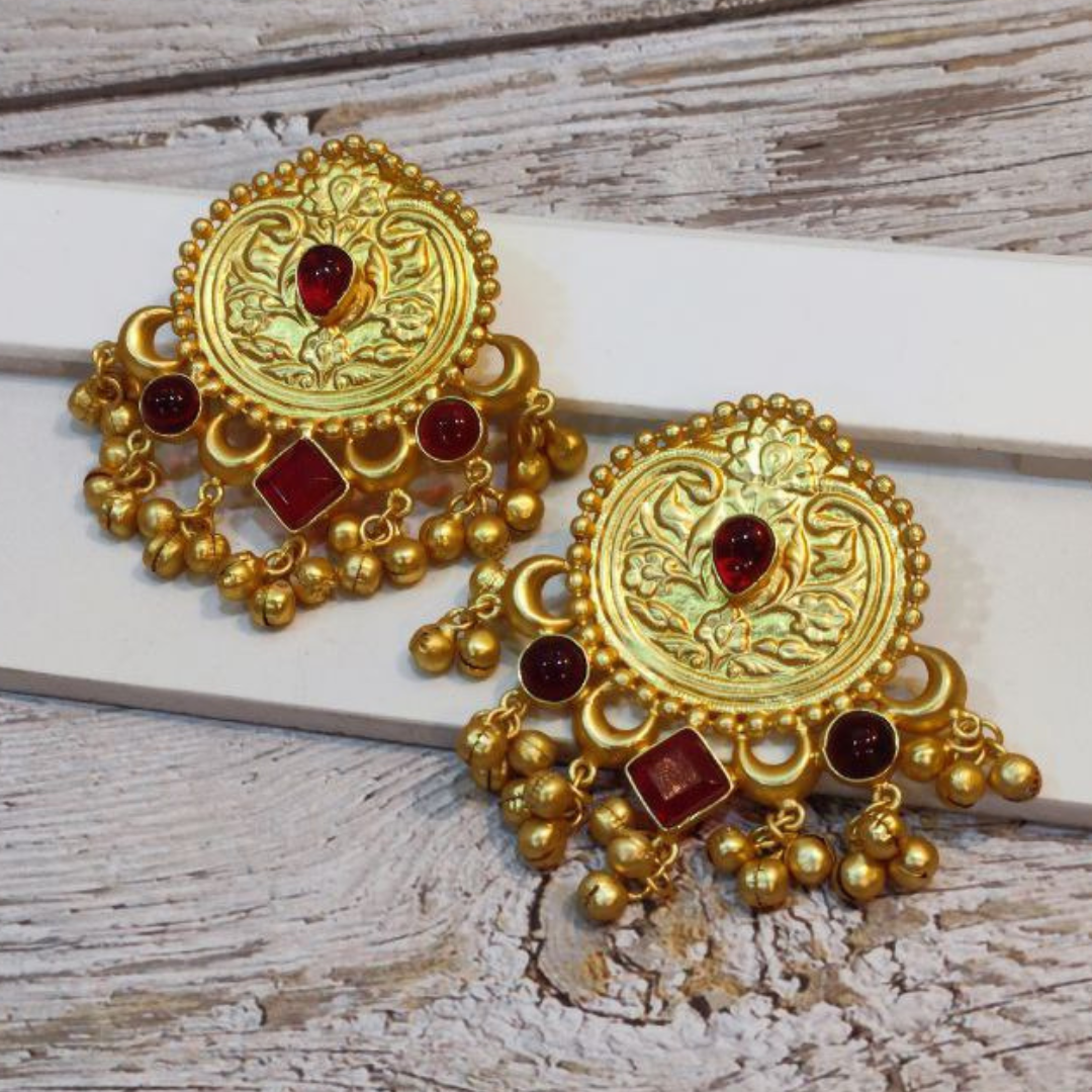 APRAJITA RED-GOLDEN EARRING