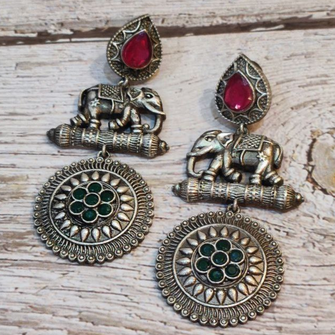 GAJENDRA PINK-GREEN EARRING