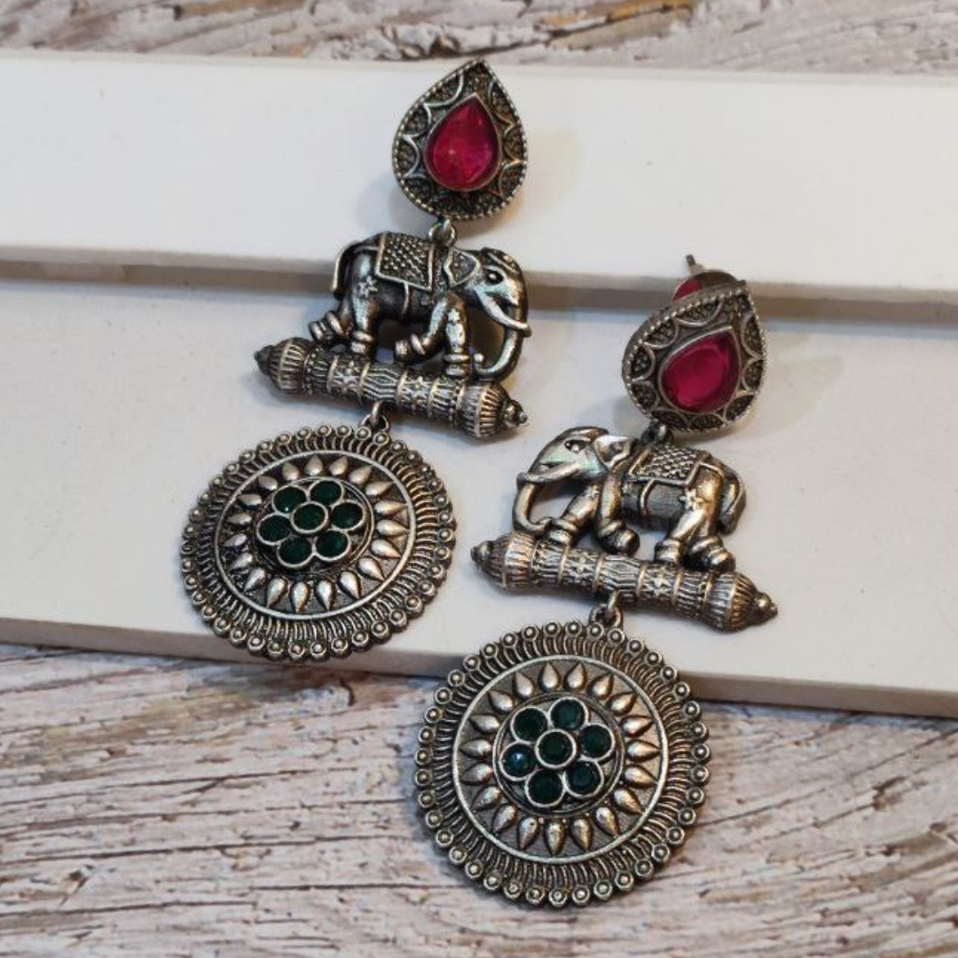 GAJENDRA PINK-GREEN EARRING