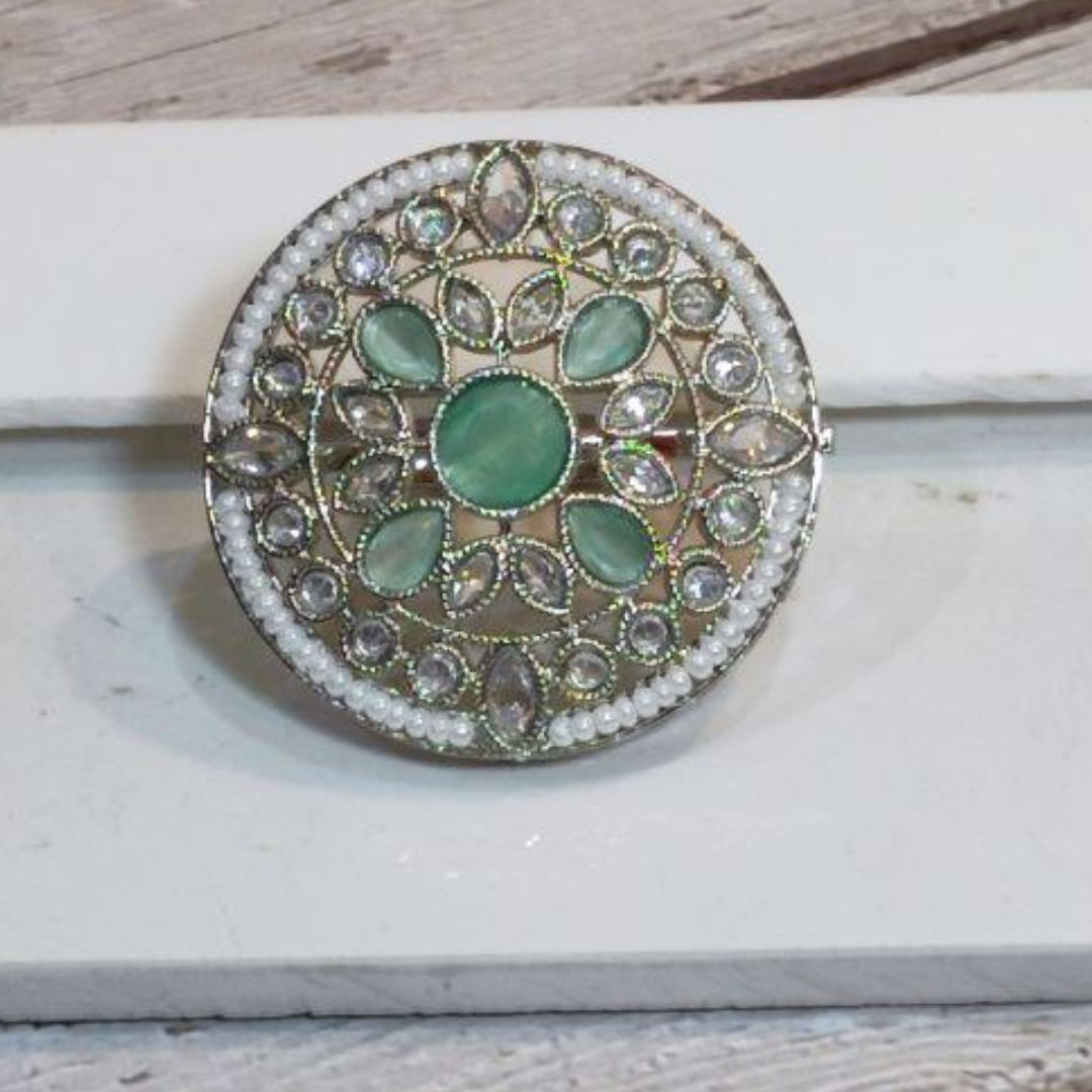 JODHA MINT-GREEN REVERSE AD RING