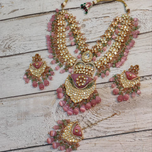 MAHISHMATI PINK TYAANI KUNDAN NECKLACE