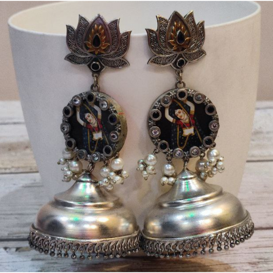MEERA LOTUS BLACK JHUMKA