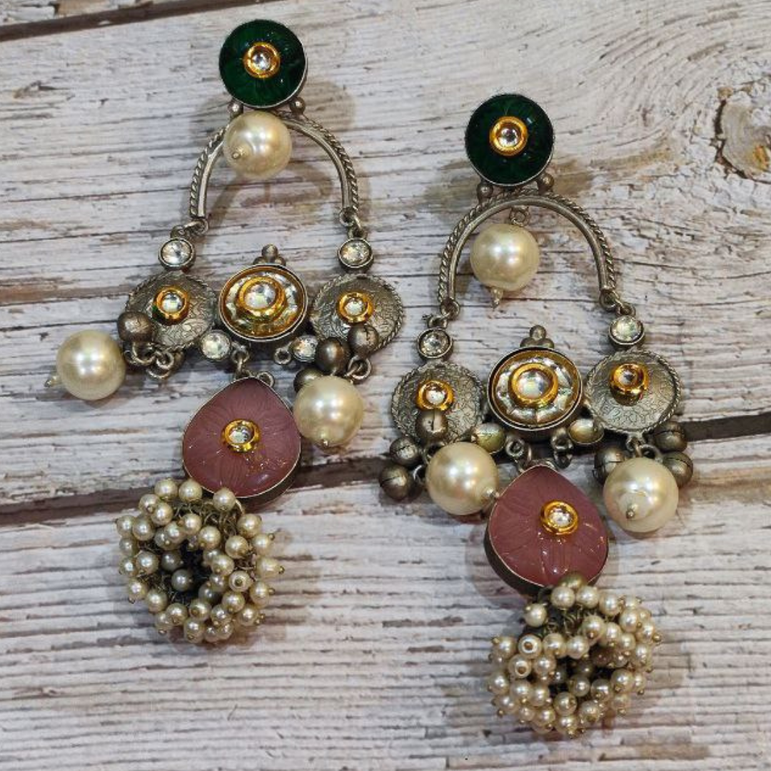 PATAKA GREEN-PINK EARRING