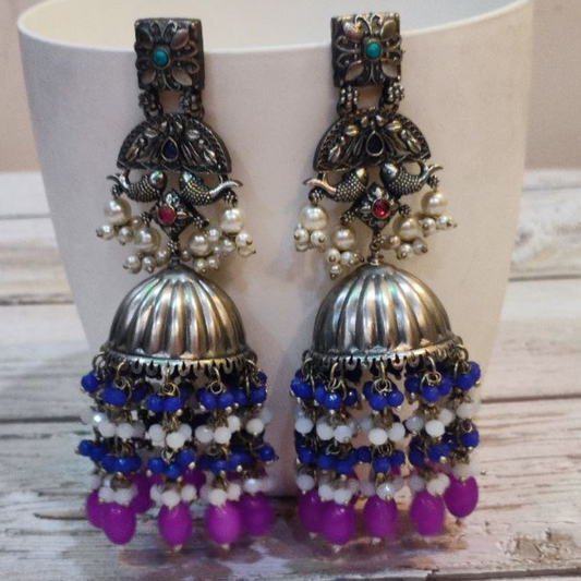 RUHAANI TURQUOISE-BLUE-VOILET JHUMKA
