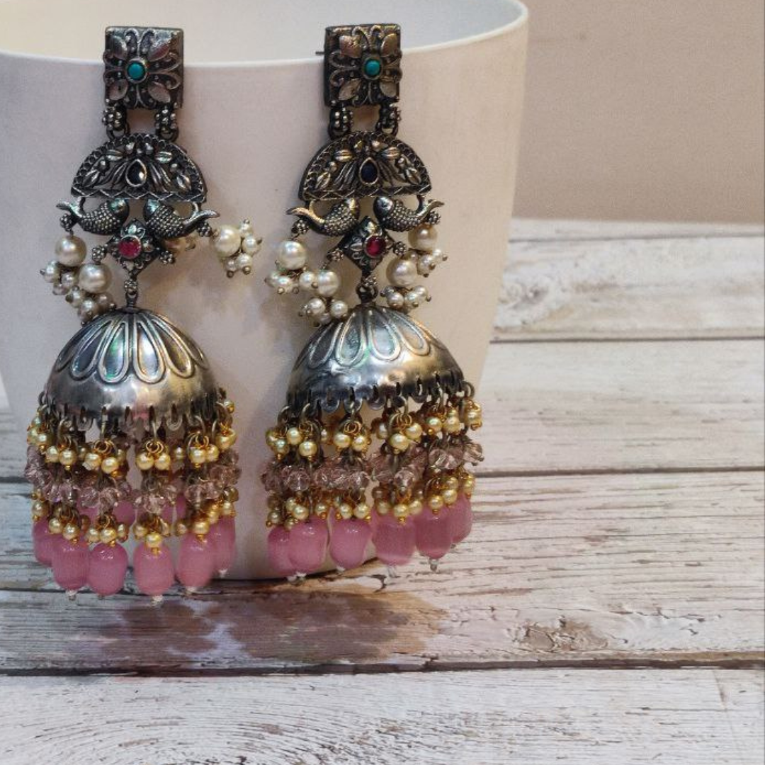 RUHAANI TURQUOISE-PINK JHUMKA