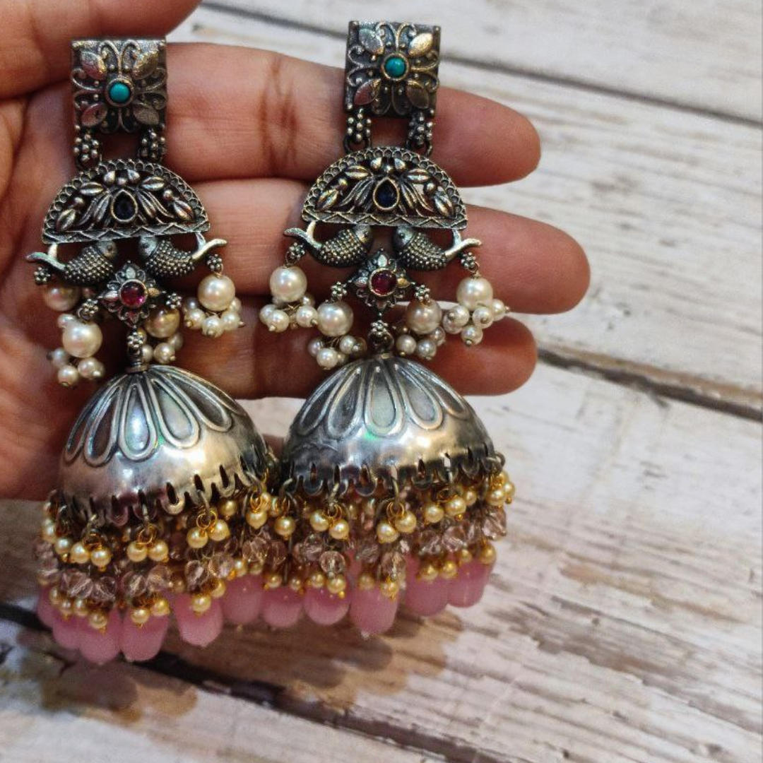 RUHAANI TURQUOISE-PINK JHUMKA