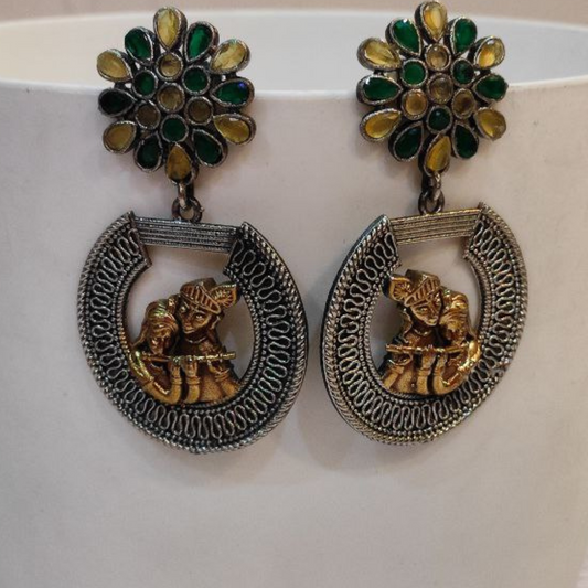 RADHA-KRISHNA YELLOW-GREEN EARRING