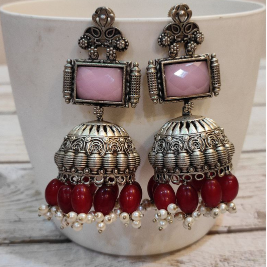 ROOT (II) PINK-RED JHUMKA
