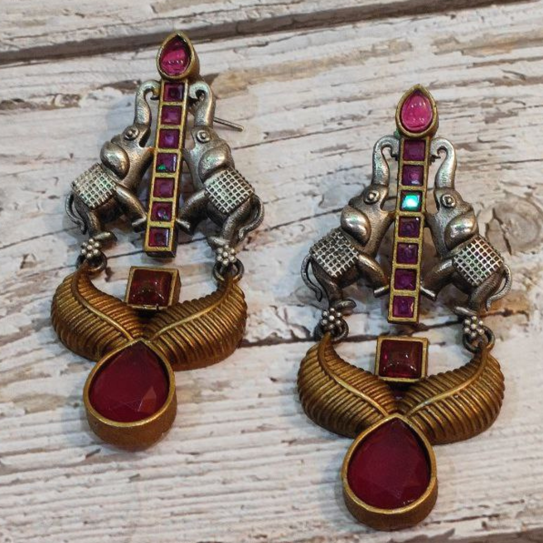 GAJGAMINI RANI PINK EARRING