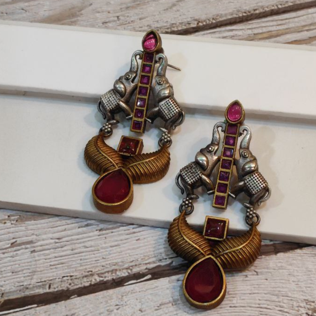 GAJGAMINI RANI PINK EARRING